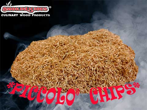 Our Piccolo® smoker wood chips are very small pieces!  These are wood chips NOT “SawDust”, perfect for small chip using Commercial smokehouses. Our Piccolo® smoker wood chips are very small pieces!  These are wood chips NOT “SawDust”, perfect for small chip using Commercial smokehouses.